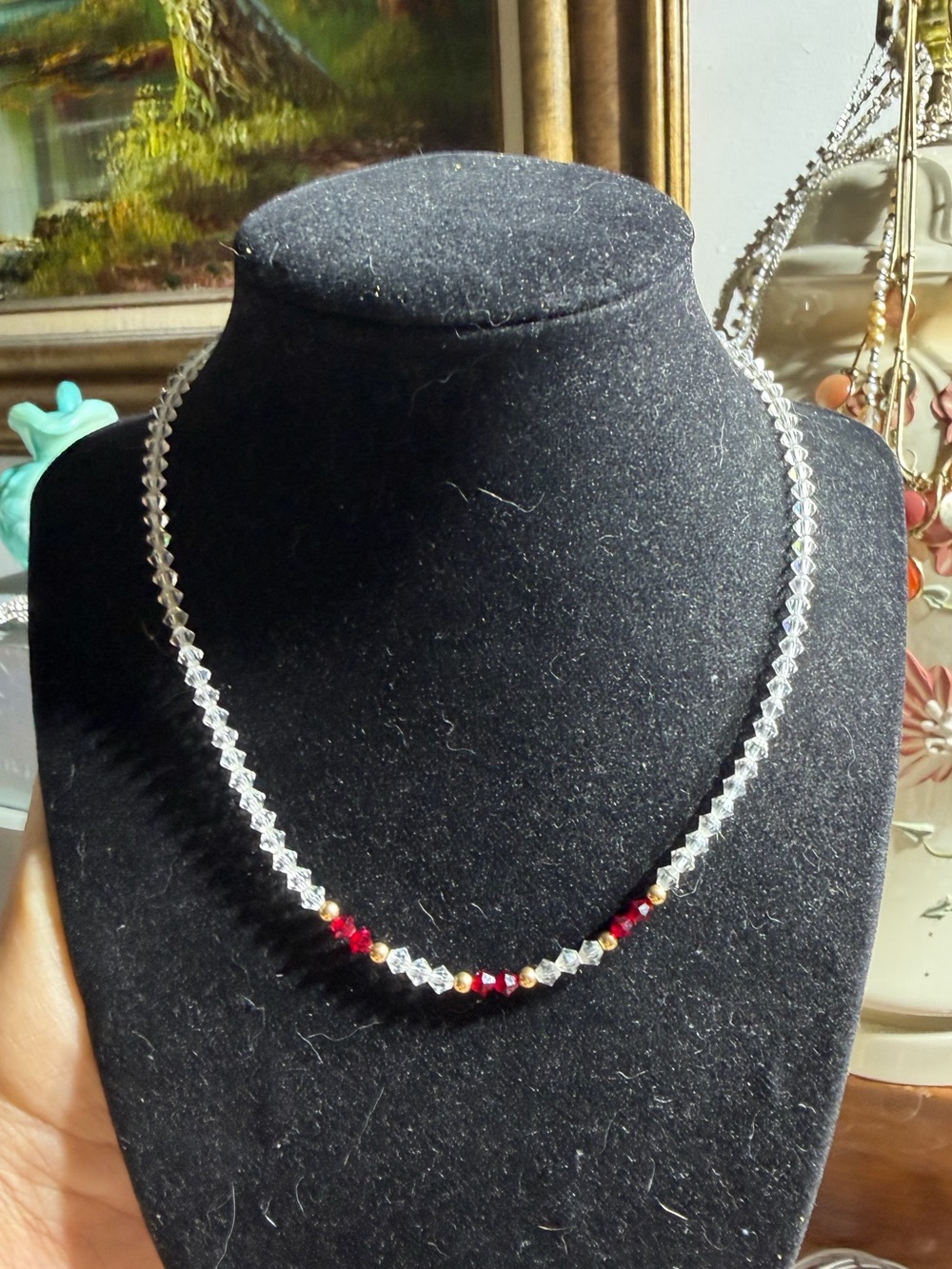 Vintage Gold Filled Crystal Beaded Necklace 1930’s